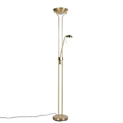 Vloerlamp goud met leeslamp incl. LED en dimmer - Diva 2