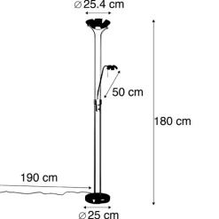 Vloerlamp goud met leeslamp incl. LED en dimmer - Diva 2