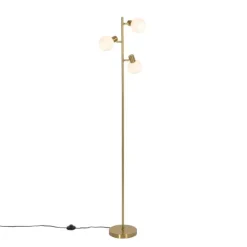 Vloerlamp goud met opaal glas 3-lichts verstelbaar - Anouk