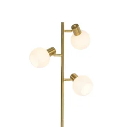 Vloerlamp goud met opaal glas 3-lichts verstelbaar - Anouk