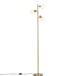 Vloerlamp goud met opaal glas 3-lichts verstelbaar - Anouk