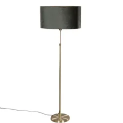 Vloerlamp goud met ovale velours kap groen 50cm - Parte