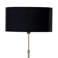 Vloerlamp goud met ovale velours kap zwart 50 cm - Parte