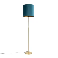Vloerlamp goud/messing met velours kap blauw 40/40 cm - Parte