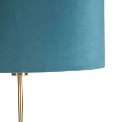 Vloerlamp goud/messing met velours kap blauw 40/40 cm - Parte