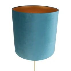 Vloerlamp goud/messing met velours kap blauw 40/40 cm - Parte