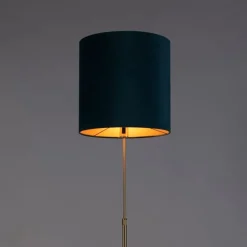 Vloerlamp goud/messing met velours kap blauw 40/40 cm - Parte