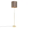 Vloerlamp goud/messing met velours kap taupe 40/40 cm - Parte