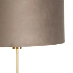 Vloerlamp goud/messing met velours kap taupe 40/40 cm - Parte