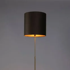 Vloerlamp goud/messing met velours kap taupe 40/40 cm - Parte