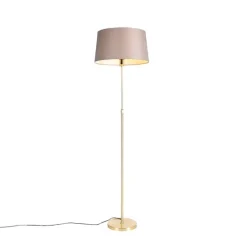 Vloerlamp goud/messing met linnen kap taupe 45 cm - Parte