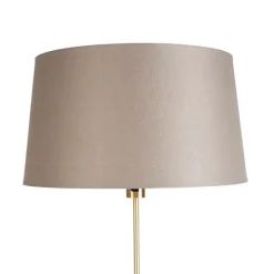 Vloerlamp goud/messing met linnen kap taupe 45 cm - Parte