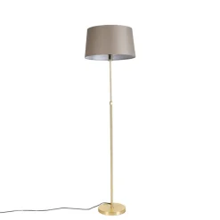 Vloerlamp goud/messing met linnen kap taupe 45 cm - Parte