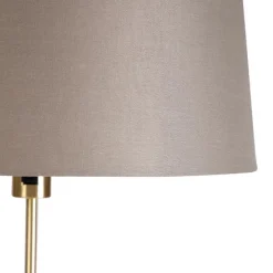 Vloerlamp goud/messing met linnen kap taupe 45 cm - Parte