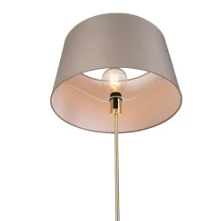 Vloerlamp goud/messing met linnen kap taupe 45 cm - Parte