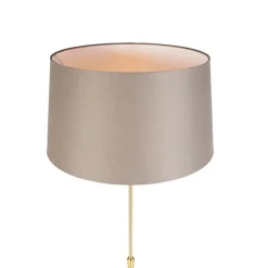 Vloerlamp goud/messing met linnen kap taupe 45 cm - Parte