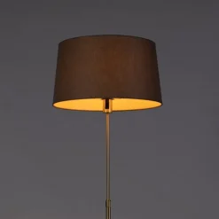 Vloerlamp goud/messing met linnen kap taupe 45 cm - Parte