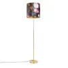 Vloerlamp goud/messing met velours kap bloemen 40/40 cm - Parte
