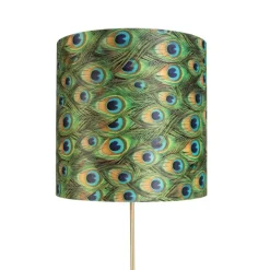 Vloerlamp goud/messing met velours kap pauw 40/40 cm - Parte