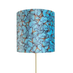 Vloerlamp goud/messing met velours kap vlinders 40/40 cm - Parte