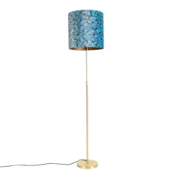 Vloerlamp goud/messing met velours kap vlinders 40/40 cm - Parte