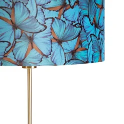 Vloerlamp goud/messing met velours kap vlinders 40/40 cm - Parte
