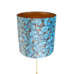 Vloerlamp goud/messing met velours kap vlinders 40/40 cm - Parte