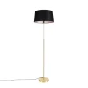 Vloerlamp goud/messing met linnen kap zwart 45 cm - Parte