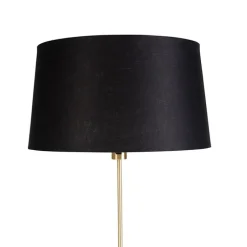 Vloerlamp goud/messing met linnen kap zwart 45 cm - Parte