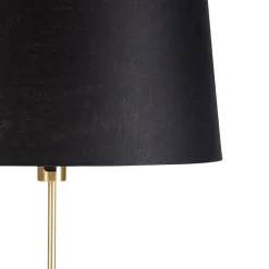 Vloerlamp goud/messing met linnen kap zwart 45 cm - Parte