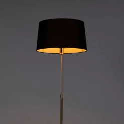 Vloerlamp goud/messing met linnen kap zwart 45 cm - Parte