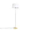 Vloerlamp goud/messing met linnen kap wit 45 cm - Parte