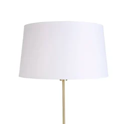 Vloerlamp goud/messing met linnen kap wit 45 cm - Parte