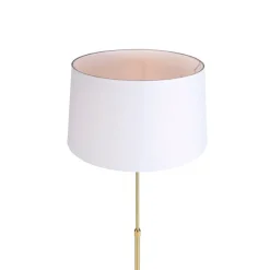 Vloerlamp goud/messing met linnen kap wit 45 cm - Parte