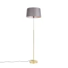 Vloerlamp goud/messing met linnen kap grijs 45 cm - Parte