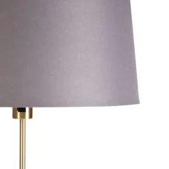 Vloerlamp goud/messing met linnen kap grijs 45 cm - Parte
