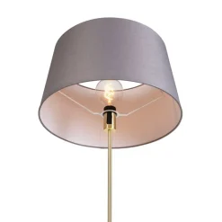 Vloerlamp goud/messing met linnen kap grijs 45 cm - Parte
