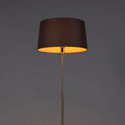 Vloerlamp goud/messing met linnen kap grijs 45 cm - Parte