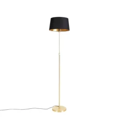 Vloerlamp goud/messing met zwarte kap 35 cm verstelbaar - Parte