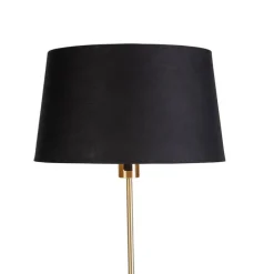 Vloerlamp goud/messing met zwarte kap 35 cm verstelbaar - Parte