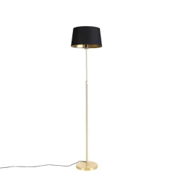 Vloerlamp goud/messing met zwarte kap 35 cm verstelbaar - Parte