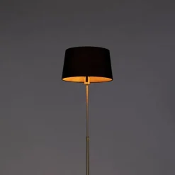 Vloerlamp goud/messing met zwarte kap 35 cm verstelbaar - Parte