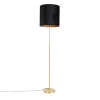 Vloerlamp goud/messing met velours kap zwart 40/40 cm - Parte
