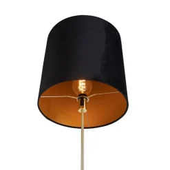 Vloerlamp goud/messing met velours kap zwart 40/40 cm - Parte