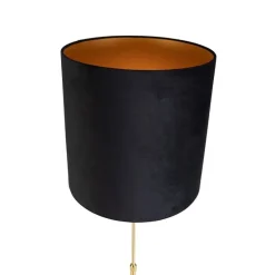 Vloerlamp goud/messing met velours kap zwart 40/40 cm - Parte