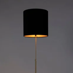 Vloerlamp goud/messing met velours kap zwart 40/40 cm - Parte