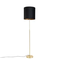 Vloerlamp goud/messing met velours kap zwart 40/40 cm - Parte