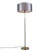 Vloerlamp goud/messing met zwart/witte kap 47 cm - Parte