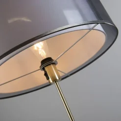 Vloerlamp goud/messing met zwart/witte kap 47 cm - Parte
