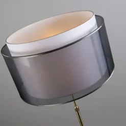 Vloerlamp goud/messing met zwart/witte kap 47 cm - Parte